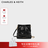CHARLES&KEITH迷你菱格流浪包单肩斜挎双肩包包女包生日礼物送女友CK2-60782390 【S号】Black黑色 S