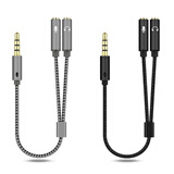 蓝色闪电 3.5mm音频线一分二转换线 2合1电脑手机公转麦克风耳机连接线一拖二 灰色