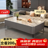 森生林茶几客厅轻奢高级感小户型茶几电视柜家用现代简约玻璃现代风茶桌 100*50雪山白钢化玻璃｜灰柜