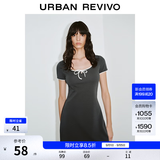 UR2026夏季新款女装休闲撞色边系带短袖连衣裙UYY750130 深灰 S