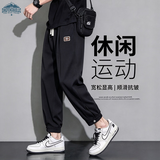 顶峰保罗（Dingfengbaoluo）宽松直筒舒适休闲男士秋季港风运动九分百搭工装裤子K311黑色3XL