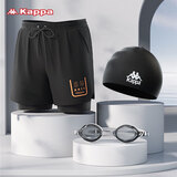 卡帕（Kappa）泳裤男士假两件双层防尴尬五分大码平角速干游泳衣宽松温泉装备
