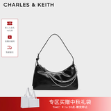 CHARLES&KEITH柔软拉链式褶皱单肩包腋下包包女包生日礼物CK2-40782472 Noir黑色 S