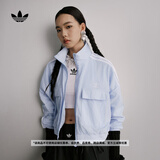 adidas三条纹短款休闲宽松高领运动夹克早秋外套女阿迪达斯三叶草 淡蓝色   S