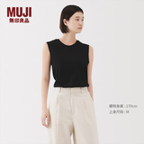 MUJI女式 天竺编织 无袖T恤 上衣打底衫女款内搭背心 坎肩 25年夏季 黑色 L (165/88A)