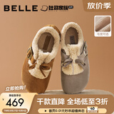 百丽（Belle）喵喵吐司勃肯鞋女冬季新款加绒棉鞋雪地靴B2829DM5 棕色 37 (235mm)