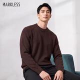 MARKLESS针织衫男秋冬保暖毛衣圆领休闲打底衫1713 栗壳棕  竖纹  L   