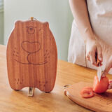 树可小熊迷你抗菌菜板砧板可爱实木家用切水果婴儿辅食粘板小案板 （小号）可立小熊砧板