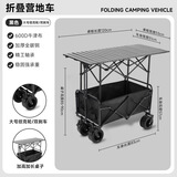 摆摊小推车户外露营车摆摊餐车可升降折叠桌万能小推车小吃车餐车 (升级不下陷)坦克轮黑车+120黑桌(不含伞) 送加高杆