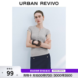 UR2026夏季新款女装休闲单排扣圆领修身短袖T恤UWM450122 浅灰花灰 L
