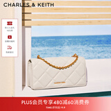 CHARLES&KEITH质感菱格链条小方钱包女包包女包生日礼物送女友CK6-10680924 Cream奶白色 XS