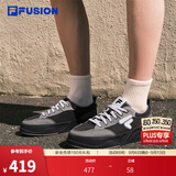 斐乐50-50帆布鞋丨FILA潮牌厚底帆布鞋26新款男鞋情侣鞋运动休闲鞋 黑沙灰/雪白-BS 45