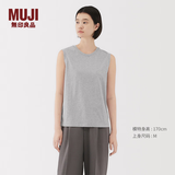 MUJI女式 天竺编织 无袖T恤 上衣打底衫女款内搭背心 坎肩 25年夏季 灰色 S (155/80A)