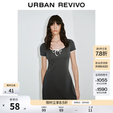 UR2026夏季新款女装休闲撞色边系带短袖连衣裙UYY750130 深灰 S