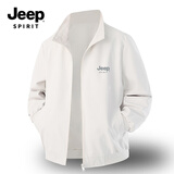 JEEP SPIRIT外套男士休闲秋季休闲运动立领夹克轻商务男装2501 米白色 XL