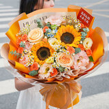 百花馆鲜花速递情人节玫瑰花满天星真花束生日礼物送女友同城配送小时达 【金色暖阳】向日葵|JD625