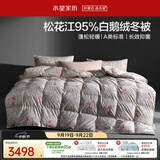 水星家纺羽绒被95%白鹅绒被子冬季加厚冬被芯双人羽绒被200cm×230cm1200g