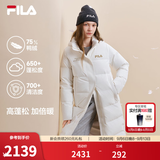 斐乐蓬蓬羽绒服丨FILA过膝长款羽绒女连帽防污保暖外套 云菇白-WT M 165/84A