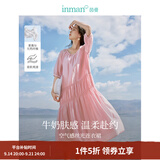 茵曼（INMAN）莱赛尔丝光连衣裙2026夏女装新款U领气质小个子显瘦长裙子 洛可可粉 S