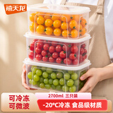 禧天龙冰箱保鲜盒食品级冰箱收纳盒塑料密封盒蔬菜水果冷冻盒 2.7L 3个