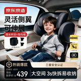 京东京造儿童安全座椅汽车3-12岁大童增高垫 i-Size 模拟ADAC 成长舱墨岚