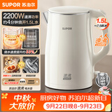 苏泊尔（SUPOR）电水壶烧水壶 食品级 2200W大功率 速沸热水壶 双层防烫 1.5L电热水壶 SW-15T80S