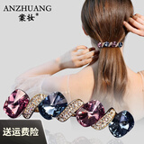 案妆七夕发夹头饰简约时尚外出水晶大号马尾夹后脑勺网红发卡女成人轻 墨兰紫(送礼盒)