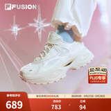 FILA FUSION潮牌老爹鞋女士硬糖3厚底增高运动鞋休闲鞋子 初雪白-PT 37.5