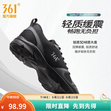 361°运动鞋男鞋秋季新品防泼水皮革面跑步鞋轻质耐磨革网透气黑色鞋子 曜石黑/烟灰 42