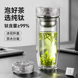 繁季纯钛抑菌玻璃杯双层高硼硅鹅蛋杯男女士迷你高档车载泡茶水分离杯