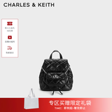 CHARLES&KEITH菱格大容量柔软背包书包双肩包包女包生日开学礼物CK2-60151400 Noir黑色 S