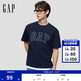 盖璞Gap男女装2026秋季新款纯棉logo字母宽松短袖T恤百搭上衣 海军蓝 868224 XL (180/100A)亚洲尺码