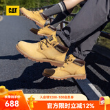 CAT卡特秋季男款休闲工装靴中帮百搭时尚通勤牛皮革大黄靴 黄色P110973 41