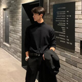7家优品半高领毛衣男士秋冬季新款内搭保暖宽松打底针织衫7X12黑色2XL