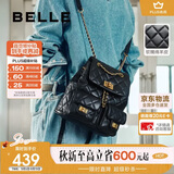 百丽女包百搭菱格链条小香风送礼羊皮双肩包X9330BX4 黑色