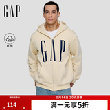 GAP男女装秋季logo印花抓绒宽松运动连帽衫卫衣786920 米色 L (175/96A)亚洲尺码【偏大,建议拍小一码】