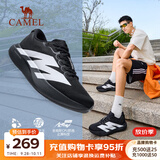 骆驼（CAMEL）碳5K户外运动开学穿搭碳板慢跑鞋2026男女缓震跑步鞋情侣通勤休闲 K16B097029，黑色/白色，男 42