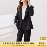 尚都比拉正装职业西装套装女春秋气质小西服外套九分裤两件套 黑色 S 