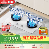 米家小米燃气灶天然气S2白色双边定时嵌入式家用5.2kW猛火灶 一级能效【搭配白色净烟机S2】MJ04A