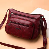 畅印中老年人女包2020新款大容量单肩斜挎包包女士背包中年妈妈软皮包 酒红色
