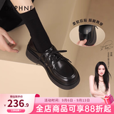 DAPHNE达芙妮乐福鞋女2026春秋新款复古风小皮鞋女森系学院风黑色百搭女单鞋子 黑色 【升级款4CM跟高】 37