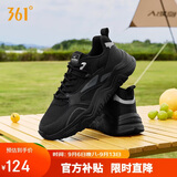 361°运动鞋男秋季厚底增高黑色通勤透气休闲鞋跑步鞋672426763F-4