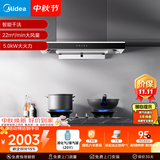 美的（Midea）抽吸排油烟机顶吸欧式 22大吸力 家用油烟机 自动清洗 T36+A3液化气【烟灶套装】