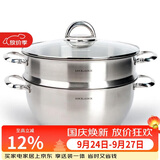 乐扣乐扣（LOCK&LOCK）不锈钢蒸锅 家用大容量蒸锅28CM二层蒸锅汤锅套装组合电磁炉锅具