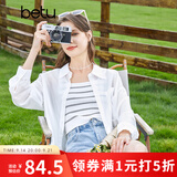百图betu女装秋季新款衬衫百搭薄款口袋设计长袖衬衫女2307T44 白色 M