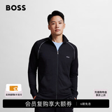 雨果博斯BOSS【经典款】男细节装饰弹力棉质运动风拉链夹克 001-黑色 M
