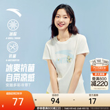 安踏冷萃T丨多彩短袖休闲百搭亲肤T恤女装夏季新款透气正肩运动上衣 【经典大logo】象牙白-1 | 3A抗菌 M /女165