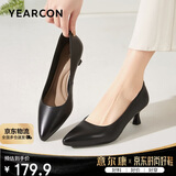 意尔康女鞋细跟通勤工作鞋浅口时装高跟鞋单鞋女春秋 26902W黑色36