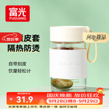 富光玻璃杯高硼硅玻璃水杯子女生便携牛奶咖啡刻度高颜值茶杯330ml