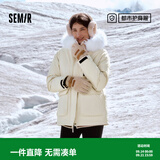 森马（Semir）羽绒服女90%鸭绒中长款三防大毛领派克服2024冬新款户外保暖夹克 浅卡其（白鸭绒）50311 L 【宽松版，建议哦拍小一码】